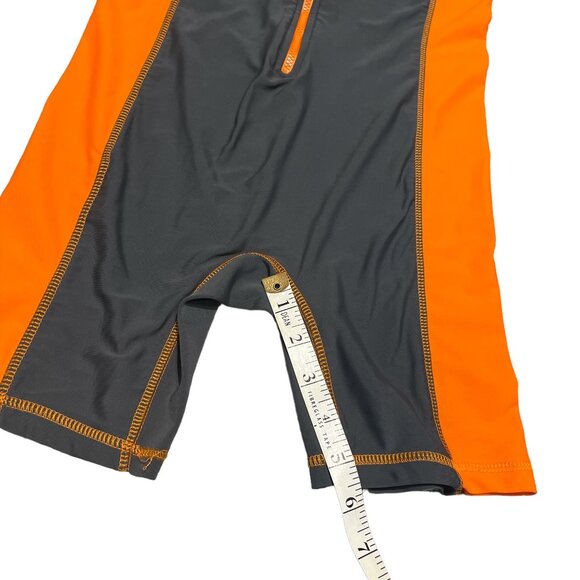 AQUASPORT One Piece Child's Swim Suit Size 10 Grey Orange Sun Protection - Picture 12 of 13